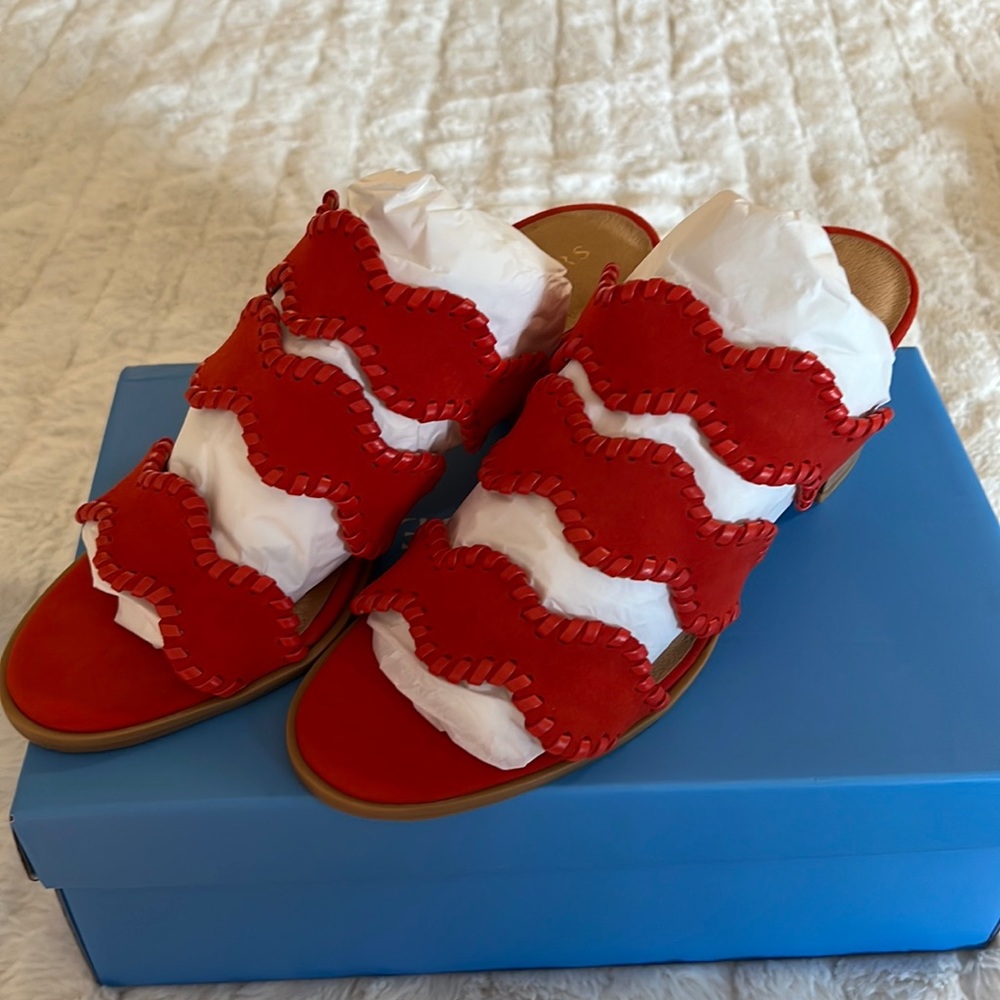 Jack Rogers Red Scalloped Sandals